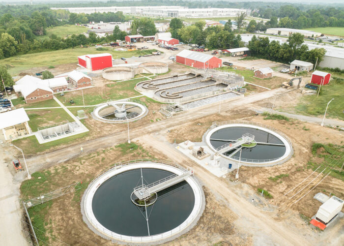 An aerial view of Pace's water treatment facility in Kentuckiana